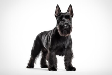 Scottish Terrier Dog Stands On A White Background