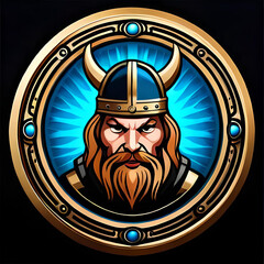 viking medieval color logo. viking medieval sign. Isolated symbol illustration. Generative AI