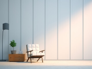 apartment white interior background with sunrise in the window parquet floor for interior design decoration