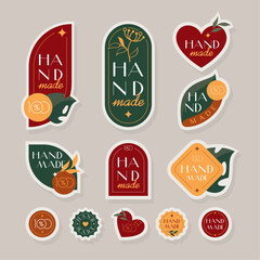 A set of retro hand made labels. A collection of vintage stickers in a minimalist design.