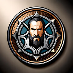 viking medieval color logo. viking medieval sign. Isolated symbol illustration. Generative AI