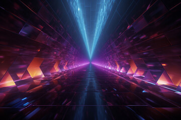 Geometric brilliance bathed in neon, a visual spectacle for dynamic background compositions. Generative AI