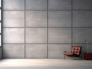 apartment grey interior background with sunrise in the window for interior design decoration