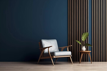 Modern wooden living room armchair. Generative ai design.