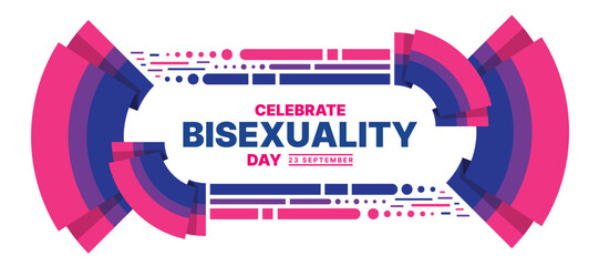 Celebrate bisexuality day - Text in frame with abstract color of bisexual flag curve layer and shape modern style texture vector design - obrazy, fototapety, plakaty
