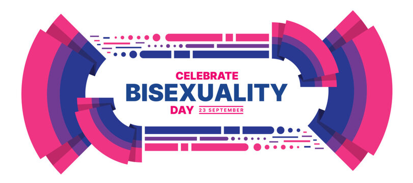 Celebrate bisexuality day - Text in frame with abstract color of bisexual flag curve layer and shape modern style texture vector design