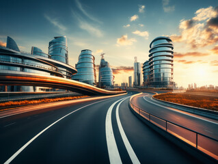 Fototapeta premium empty road with city background