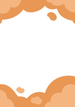 Cute bubble Frame minimal orange pastel illustration for text banner , baby shower , paper decoration , background ,wallpaper