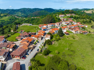Panoramic aeria view Torazo, Asturias