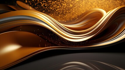 3D Gold Abstract Background, AI Generative