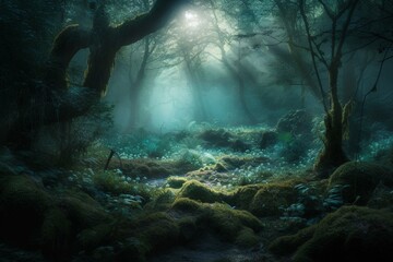 A mystical woodland on an extraterrestrial world. Generative AI