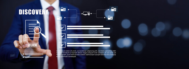 Software Internet data discovery, Businessman using a computer to backup storage data Internet...