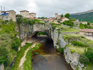 Puentedey village and natural arch view Burgos