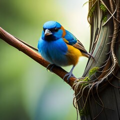 Fototapeta premium blue bird on branch generated Ai