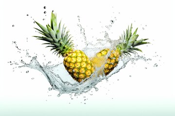 pineapple in water splash - Powered by Adobe