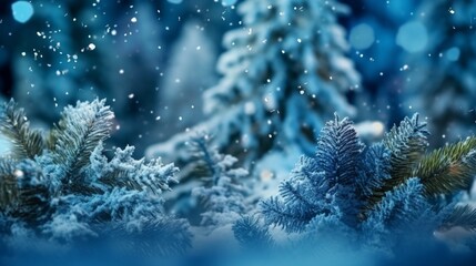 Beautiful winter background image of frosted spruce br Generative Ai - obrazy, fototapety, plakaty