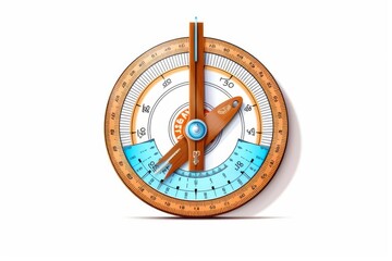 Cartoon Style Protractor on White Background. AI generated