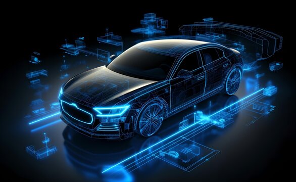 Autonomous Car Sensor System Concept for Vehicle Safety. Generative AI.