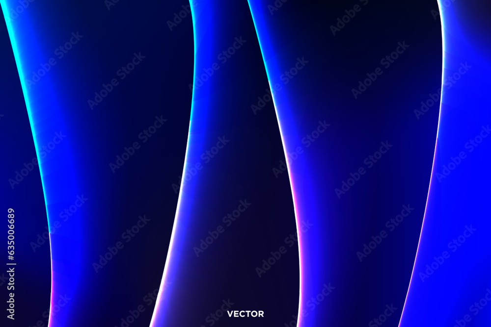 Poster dark and minimal abstract glowing lines background. abstract waves of neon lights flashing on dark b