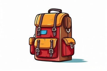 School Backpack Isolated Cartoon Style on White Background. AI generated