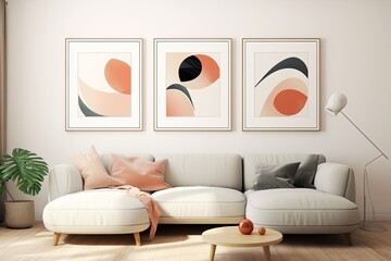 Abstract minimalist illustrations in pastel colors on contemporary aesthetic items suitable for interior decor and fashion.