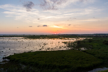 Beautiful sky at sunset over Mobile Bay, Alabama