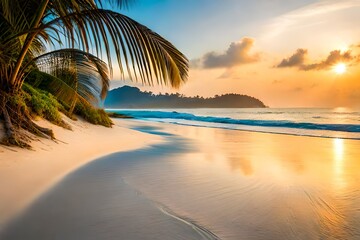 Fototapeta premium sunset over the beach Generated AI