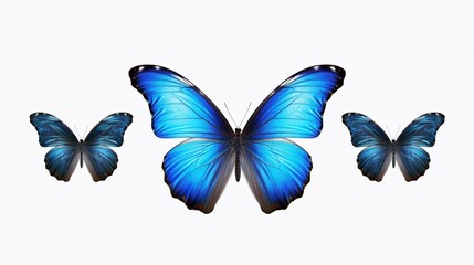 Set three beautiful blue tropical butterflies Ulysses Generative Ai