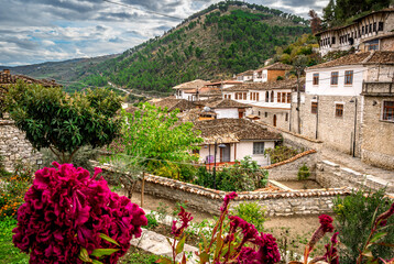 Historical Ottoman Houses in Berat, Albania. Beautiful scenic view. Cityscape