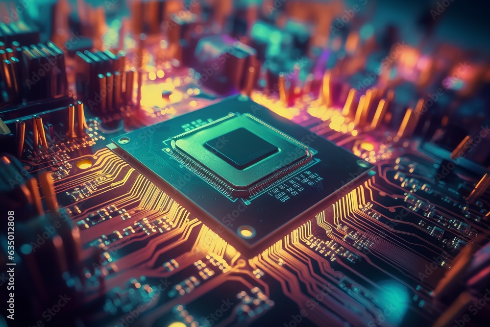 Aufkleber inside computer chip electronic. generate ai