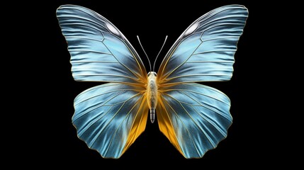 Very beautiful blue orange butterfly with spread wings Generative Ai