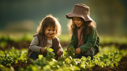 Fototapeta premium parent and child in countryside