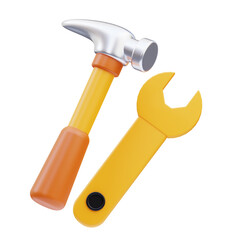 Hammer and Wrench 3D Illustration