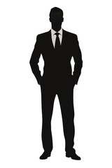 A silhouette of a man in a suit and tie. Digital image. Businessman man.