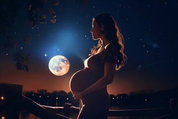 Woman pregnancy night sleep. Generate Ai - obrazy, fototapety, plakaty