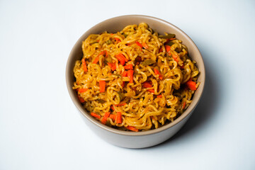 Delicious healthy instant noodles bowl.