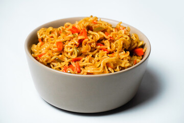 Delicious healthy instant noodles bowl.