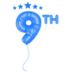 9th Anniversary Blue Balloon 3d