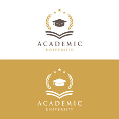 Education logo template design with bachelor cap and book concept with creative idea.Logo for school, university,academy and student.