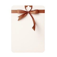 blank gift tag with ribbon isolated on transparent background cutout