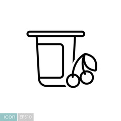 Yogurt cup with flavor cherry vector icon