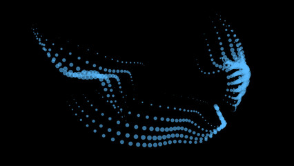 Math flow template for presentation. Light-emitting lines highlighting regularity space of particles. Ordered sinusoidal science. Processing a large data stream. Disappearing magical mysterious spots