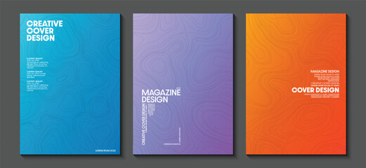 Collection of posters design patterns with geometric lines. Multicolor background. Ideas for magazine covers, brochures and posters. Vector illustration.