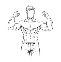 Vector illustration of a muscular man, Bodybuilder isolated on white background. 