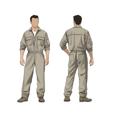 Full length vector illustration of mechanic, worker in uniform.