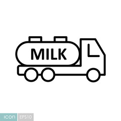 Truck with milk vector icon