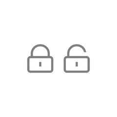 Locked and unlocked padlock icon isolated on transparent background
