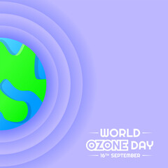 papper cut background design for world ozone day. earth, globe and atmosphere. modern, colorful and elegant concept. used for banner, poster and social media post