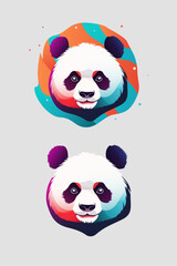 bright vector logo face bear panda beast logo, sign, symbol

