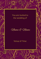 Composition of wedding invitation text over indian pattern on pink background
